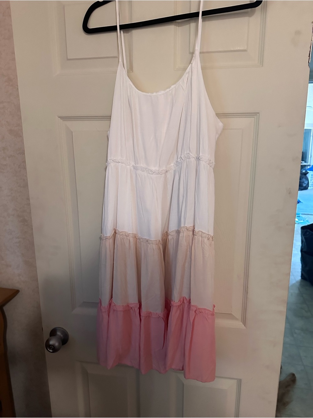Girls' White to Pink Tiered Sundress